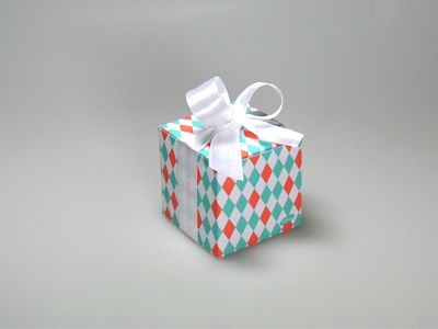 Betty Ocean/Oranje arlequin kubus doosje (24 stuks)