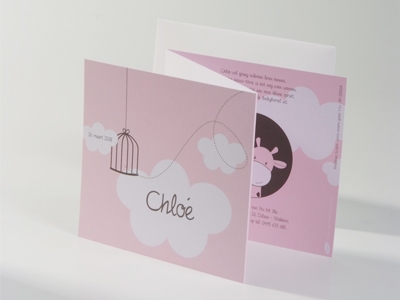 Giraf Raf Roze Chloé Geboortekaart