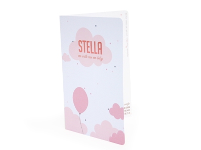 Olifantje Balthazar soft roze Stella geboortekaart