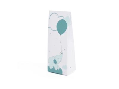 Olifantje Balthazar licht blauw hoog zakje klepje (12 stuks)