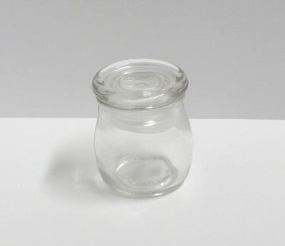 Bolvormig glazen potje met deksel 6,5cm - enkel afhalen