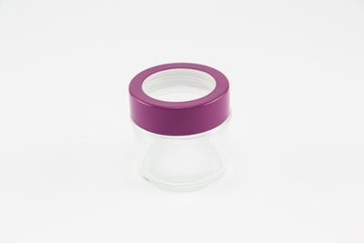 Glaspotje aubergine metalen rand - enkel afhalen