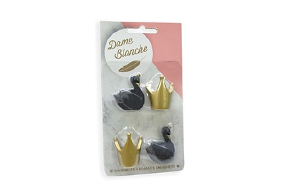 Zwaan Dame Blanche Zwart Magneten - 4 in Blister (6 stuks)