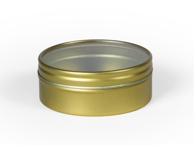 Goud Luxe Blik Rond met Doorzichtig Deksel (24 stuks)