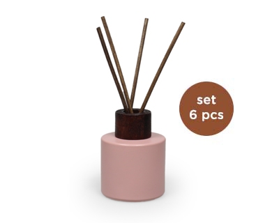 Glazen Ronde Flesjes Magnolia - Donkere Hout Top en 24 stokj