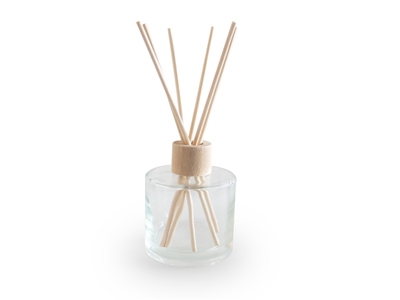 Ronde Glazen 200 ml Fles - Naturel Hout Top en 6 Stokjes