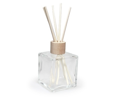 Kubus 300 ml Fles - Naturel Hout Top en 6 Stokjes