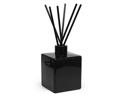 Kubus Zwarte 300 ml Fles - Zwarte Top en 6 Zwarte Stokjes
