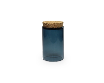Glazen Silver Blue Mini Potje met Deksel Kurk - 12 stuks