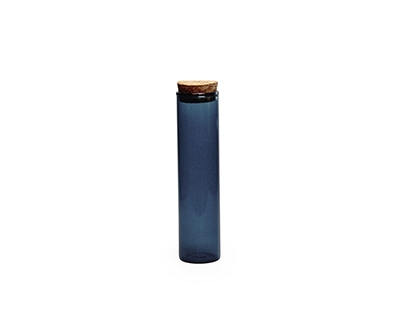 Glazen Silver Blue Mini Tube met Deksel Kurk - 12 stuks