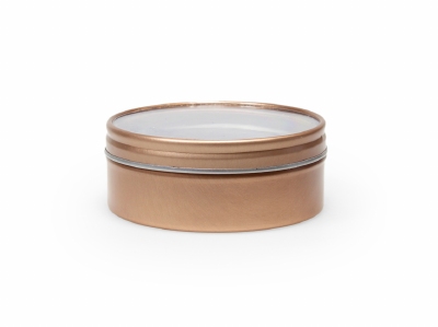 Rose Goud Blik Rond met Doorzichtig Deksel (24 stuks)