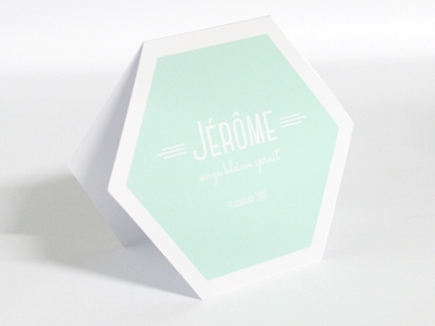 Natural Plus 6-hoekig Wit Jerome Geboortekaart